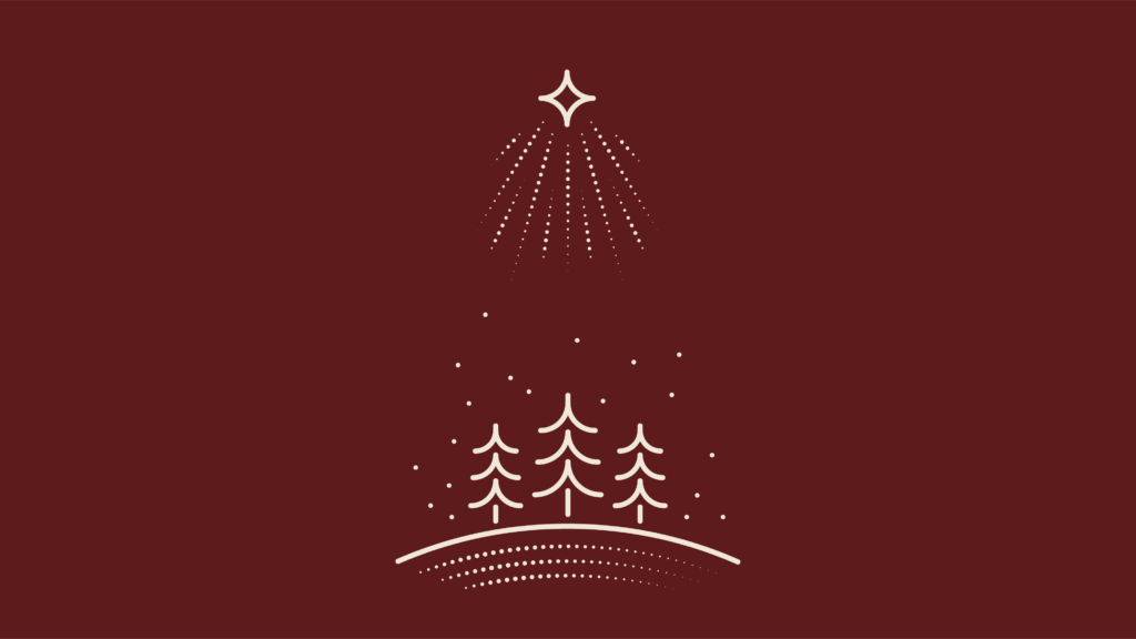 Star of Bethlehem over three trees